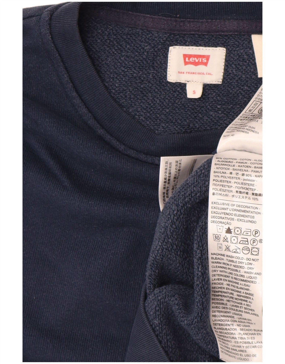LEVI'S Hombre Sudadera Jumper Small Azul Marino Algodón