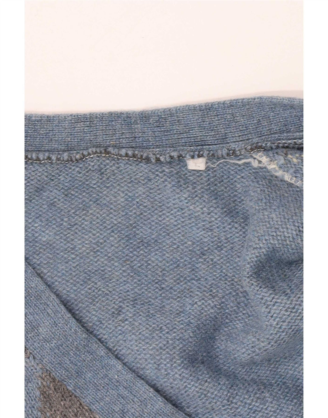 Vintage hombres Cardigan suéter grande azul Argyle/Diamante