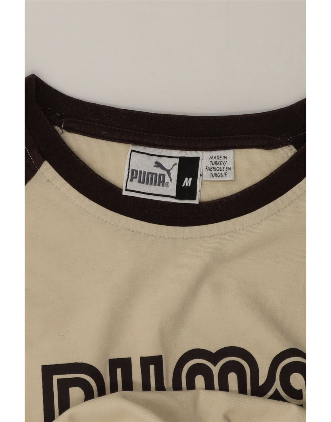 Puma Camiseta gráfica para hombre Top mediano de algodón con bloques de color blanco