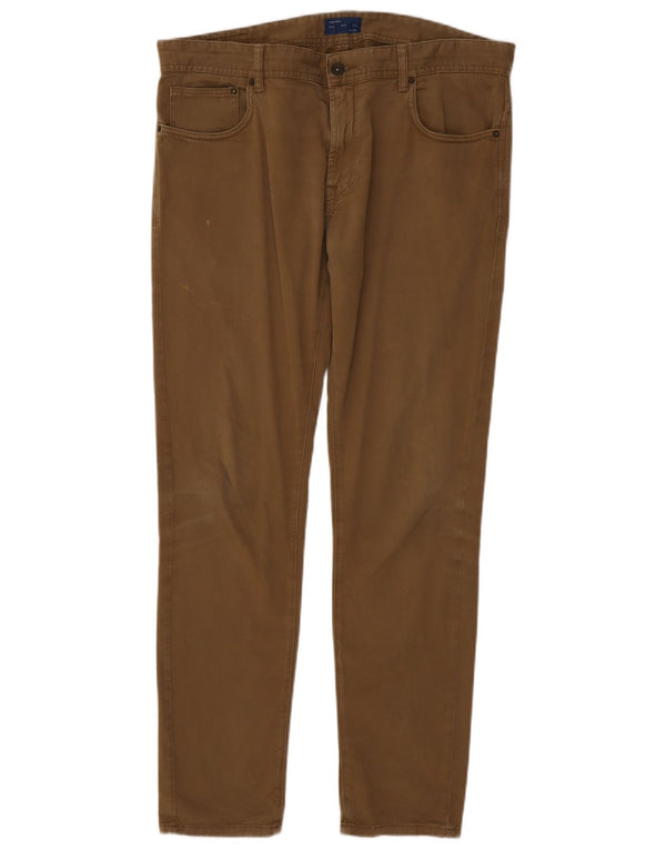 Zara Hombre Pantalones Casuales Slim Fit EU 46 XL W36 L31 Marrón