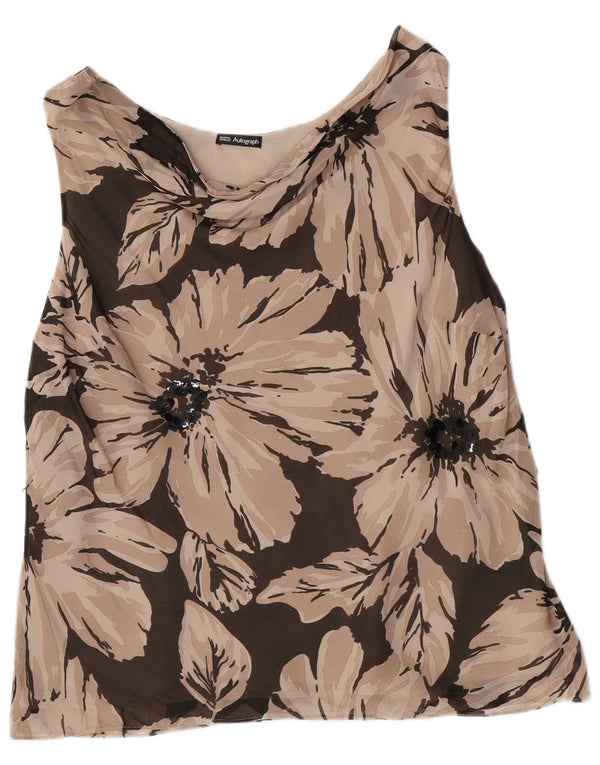 Marks & Spencer Blusa regular sin mangas para mujer UK 20 2XL Marrón Floral