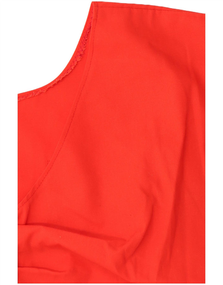 VINTAGE Mujer Crop Blusa Top Reino Unido 16 Rojo Grande