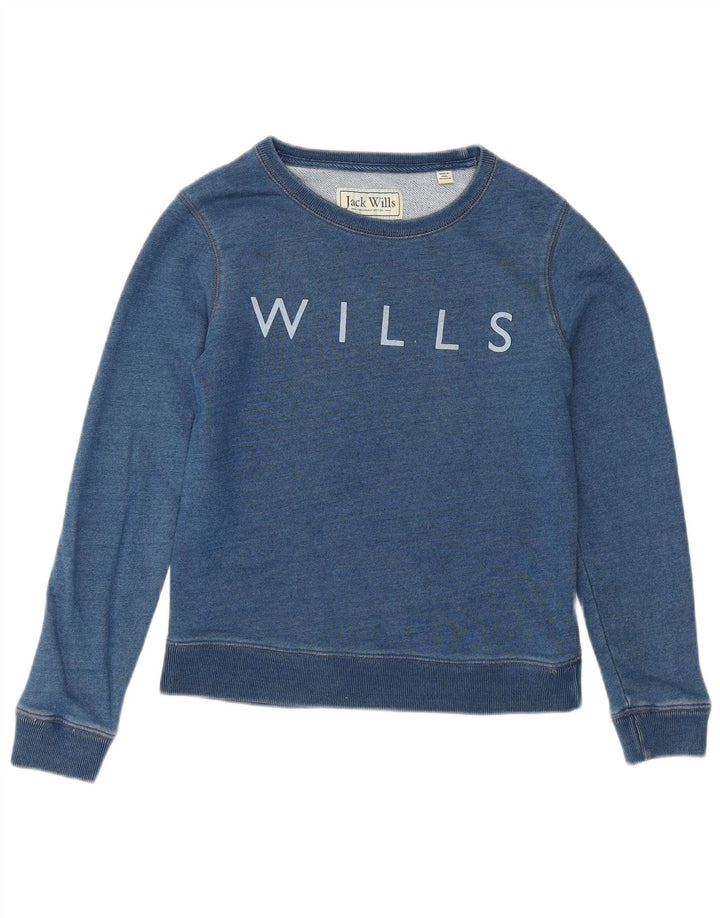 JACK WILLS Sudadera gráfica para mujer Jumper UK 6 XS Algodón azul