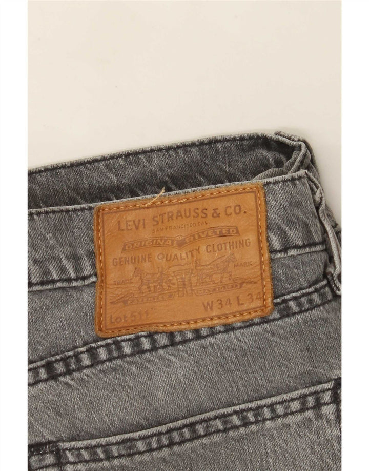 Levi's Hombre 511 Slim Jeans W34 L34 Algodón Gris