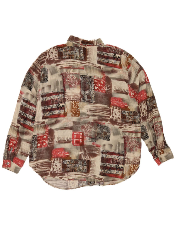 Vintage mujer camisa de gran tamaño blusa IT 48 XL patchwork multicolor