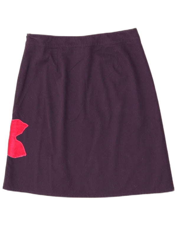Boden Falda Acampanada para Mujer UK 44 Grande W32 Algodón Floral Púrpura