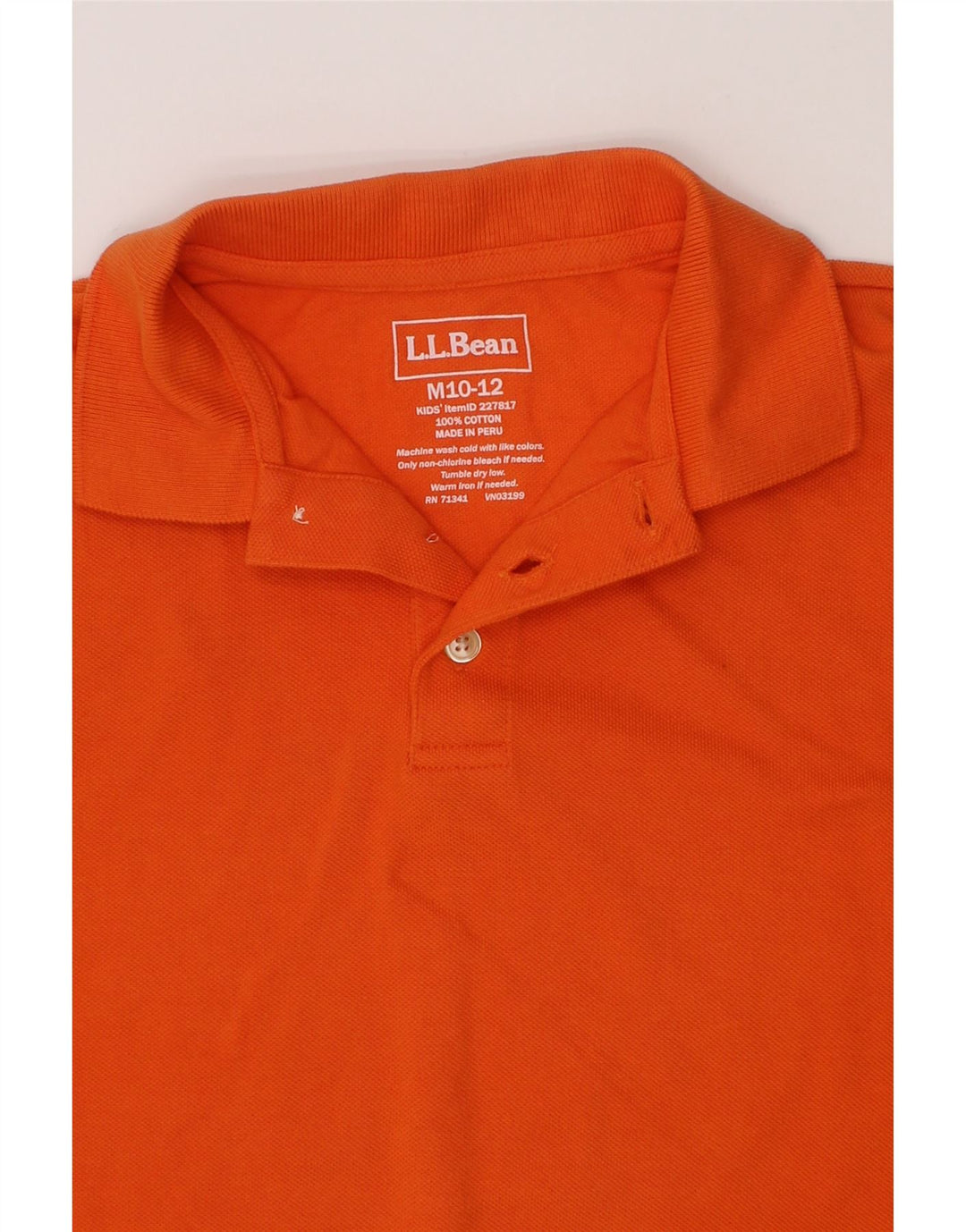 L.L.BEAN Boys Polo Shirt 10-11 Years Medium Orange Cotton Vintage L.L.Bean and Second-Hand L.L.Bean from Messina Hembry 