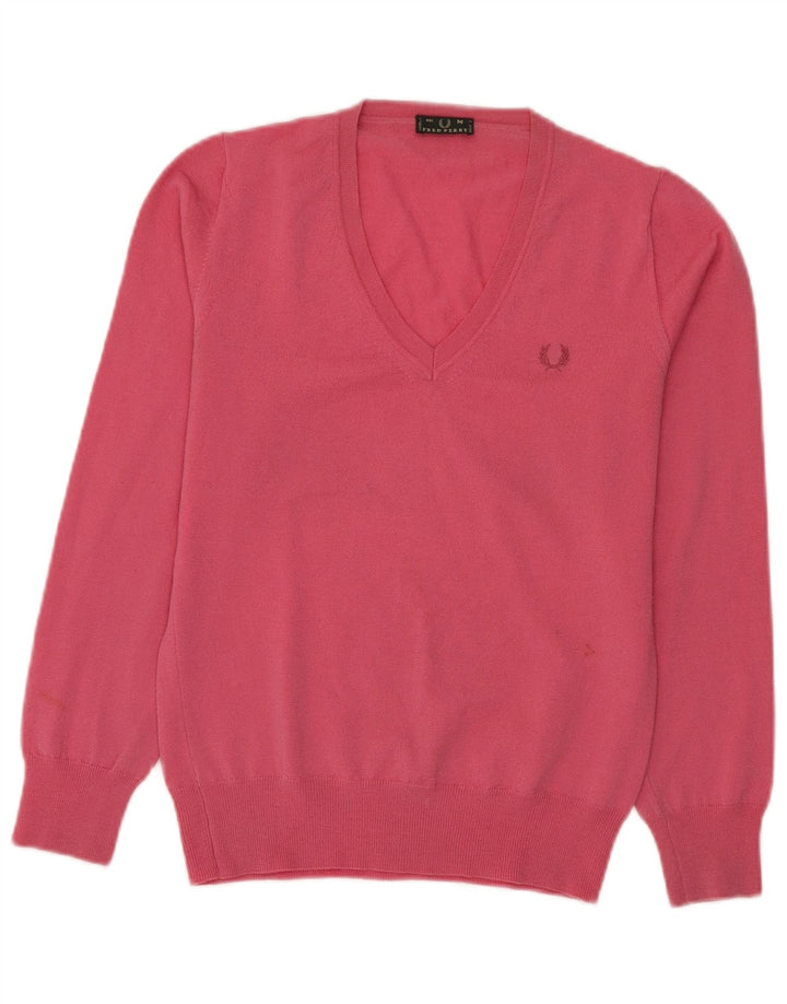 Fred Perry Suéter con Cuello en V para Mujer UK 42 Medium Pink
