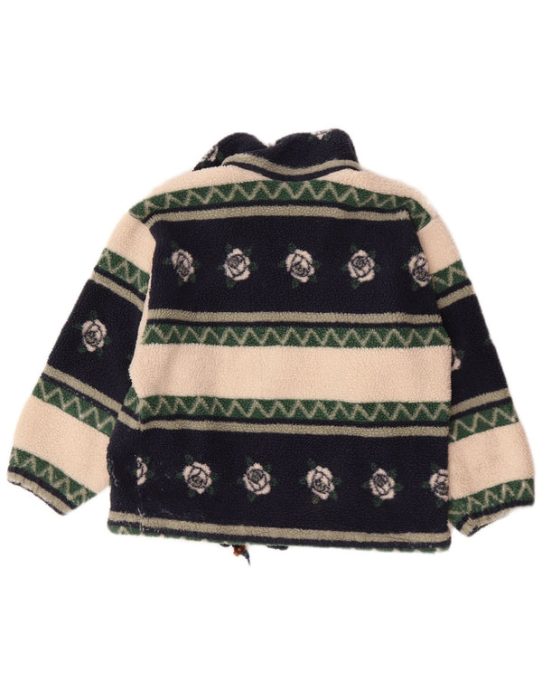 Vintage mujer zip cuello polar jersey Reino Unido 18 XL multicolor floral