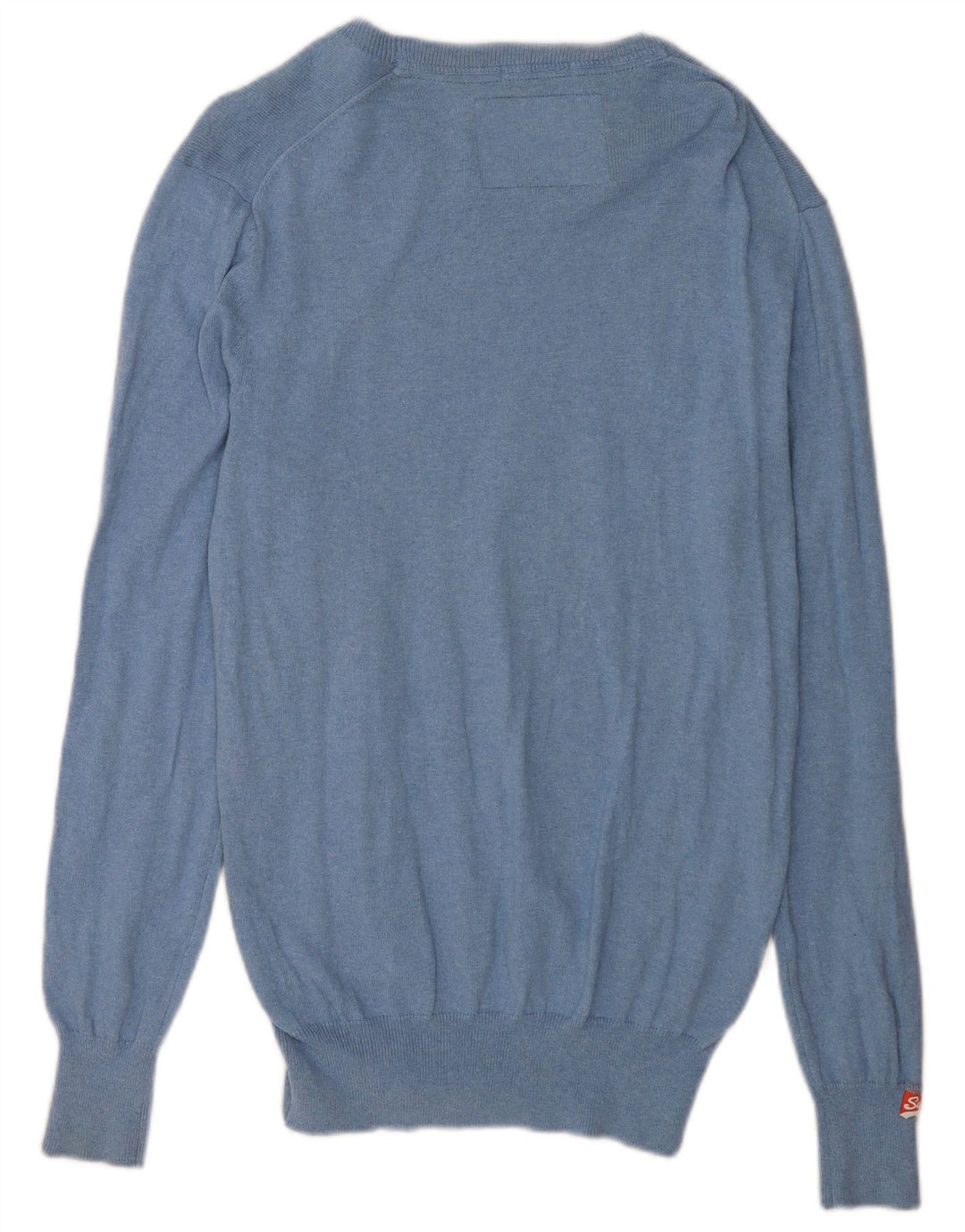 Superdry Jersey con cuello barco para hombre, jersey de algodón azul grande