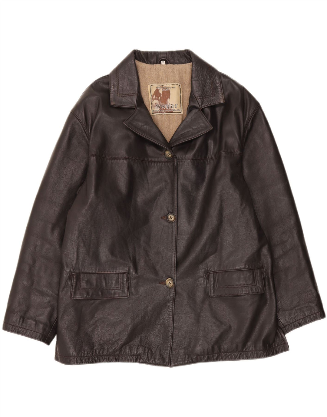 Swish Chaqueta de cuero extragrande para mujer Reino Unido 14 Cuero marrón medio