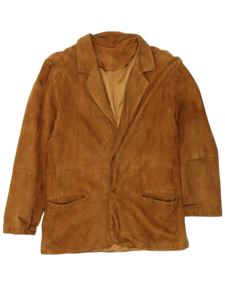 Chaqueta de ante vintage para hombre IT 46 cuero marrón pequeño