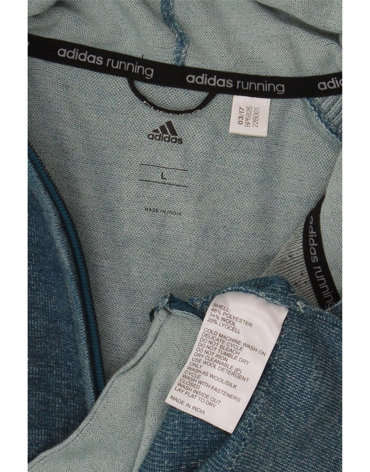 Adidas - Cárdigan con capucha para hombre, poliéster moteado azul grande