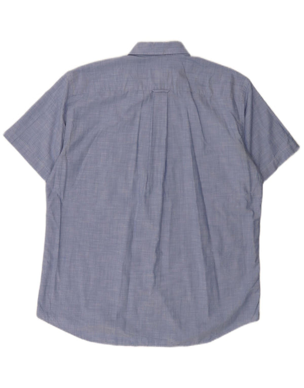 LACOSTE Camisa de manga corta para hombre Talla 40 Algodón azul medio