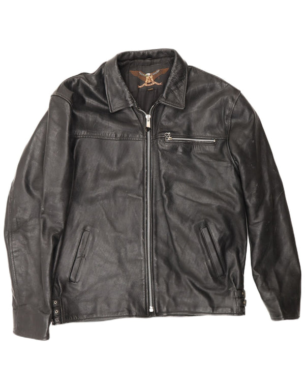 Ashy Chaqueta de cuero para hombre UK 44 2XL Cuero negro