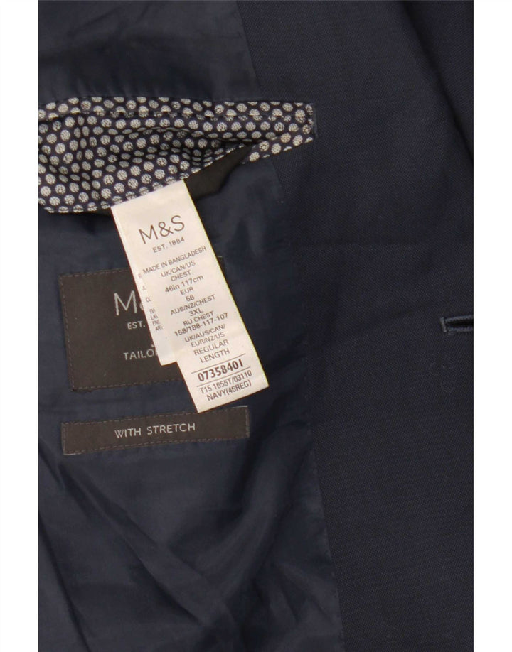Marks & Spencer Chaqueta tipo blazer de 2 botones para hombre UK 46 3XL Poliéster azul marino