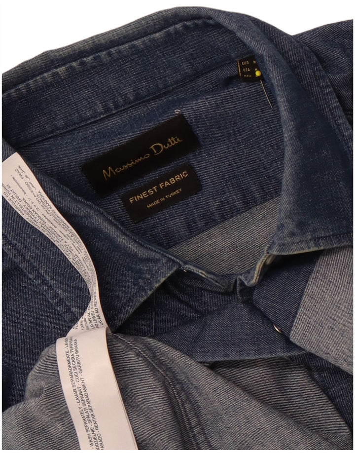 Camisa Massimo Dutti Hombre Denim Azul Medio Algodón