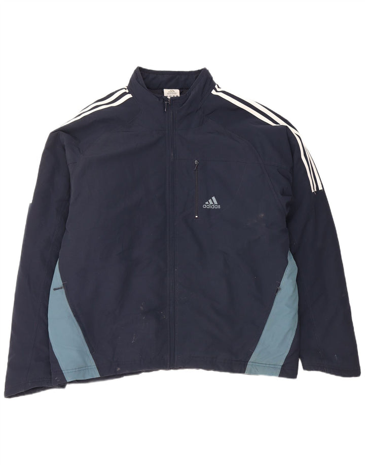 Adidas Mens Graphic Chándal Top Chaqueta Grande Azul Marino Poliéster