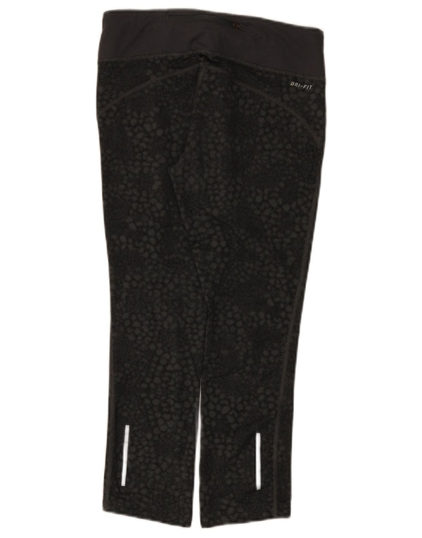 Nike Dri Fit Capri Leggings para mujer UK 8 Pequeño Negro Geométrico Poliéster