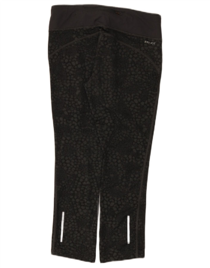 Nike Dri Fit Capri Leggings para mujer UK 8 Pequeño Negro Geométrico Poliéster
