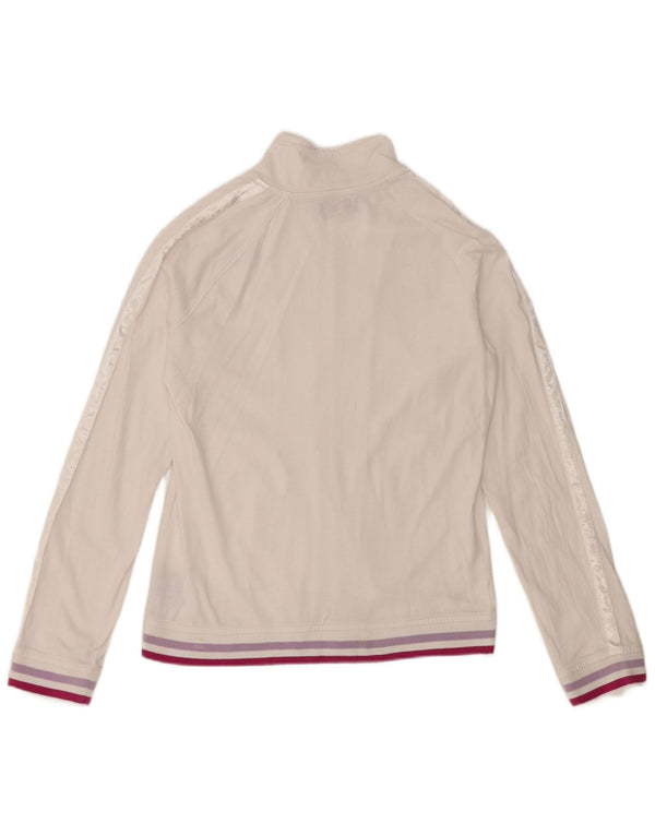 Kappa Womens Graphic Tracksuit Top Jacket UK 14 Large White Cotton