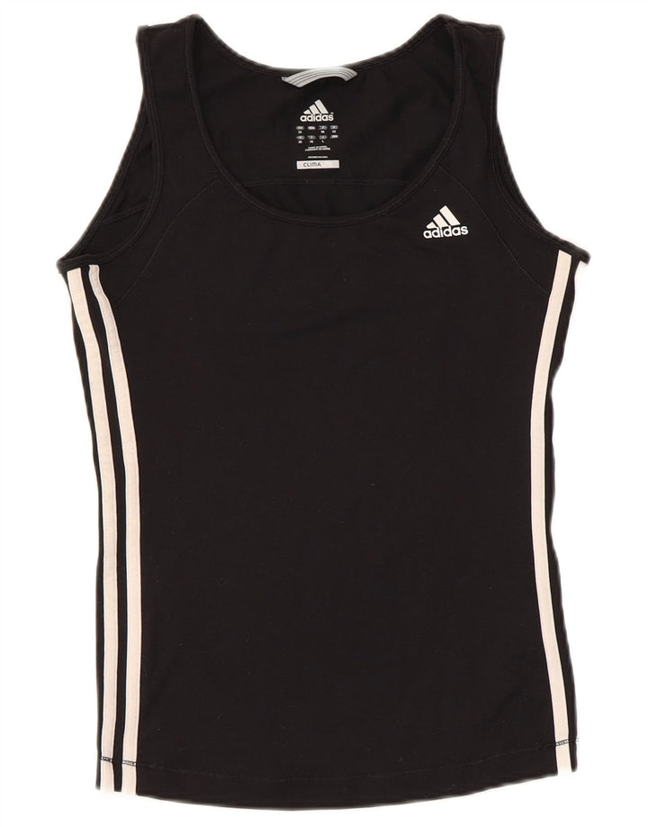 ADIDAS Mujer Climalite Chaleco Top UK 12 Mediano Negro Poliamida