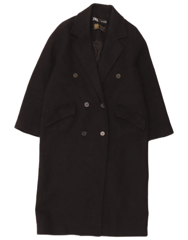 Zara Mujer Abrigo Extragrande De Doble Botonadura UK 40 Small Negro
