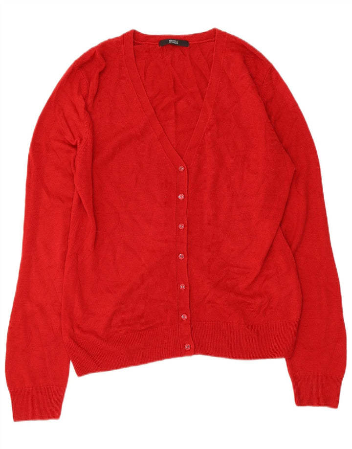 MARKS & SPENCER Suéter tipo cárdigan para mujer Reino Unido 12 Acrílico rojo mediano