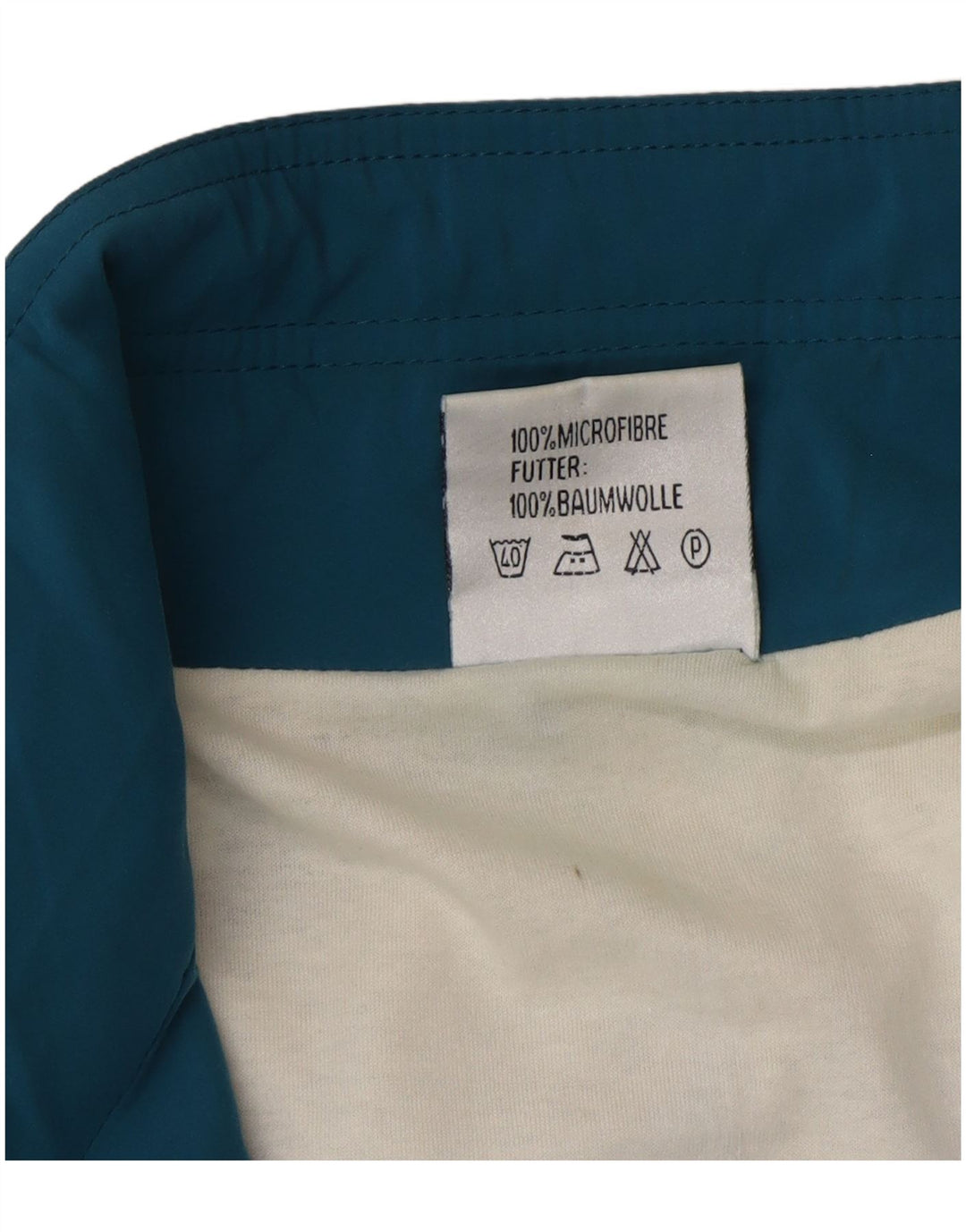 Vintage hombres chándal top chaqueta grande azul colorblock microfibras