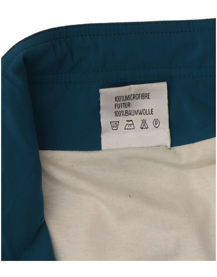 Vintage hombres chándal top chaqueta grande azul colorblock microfibras
