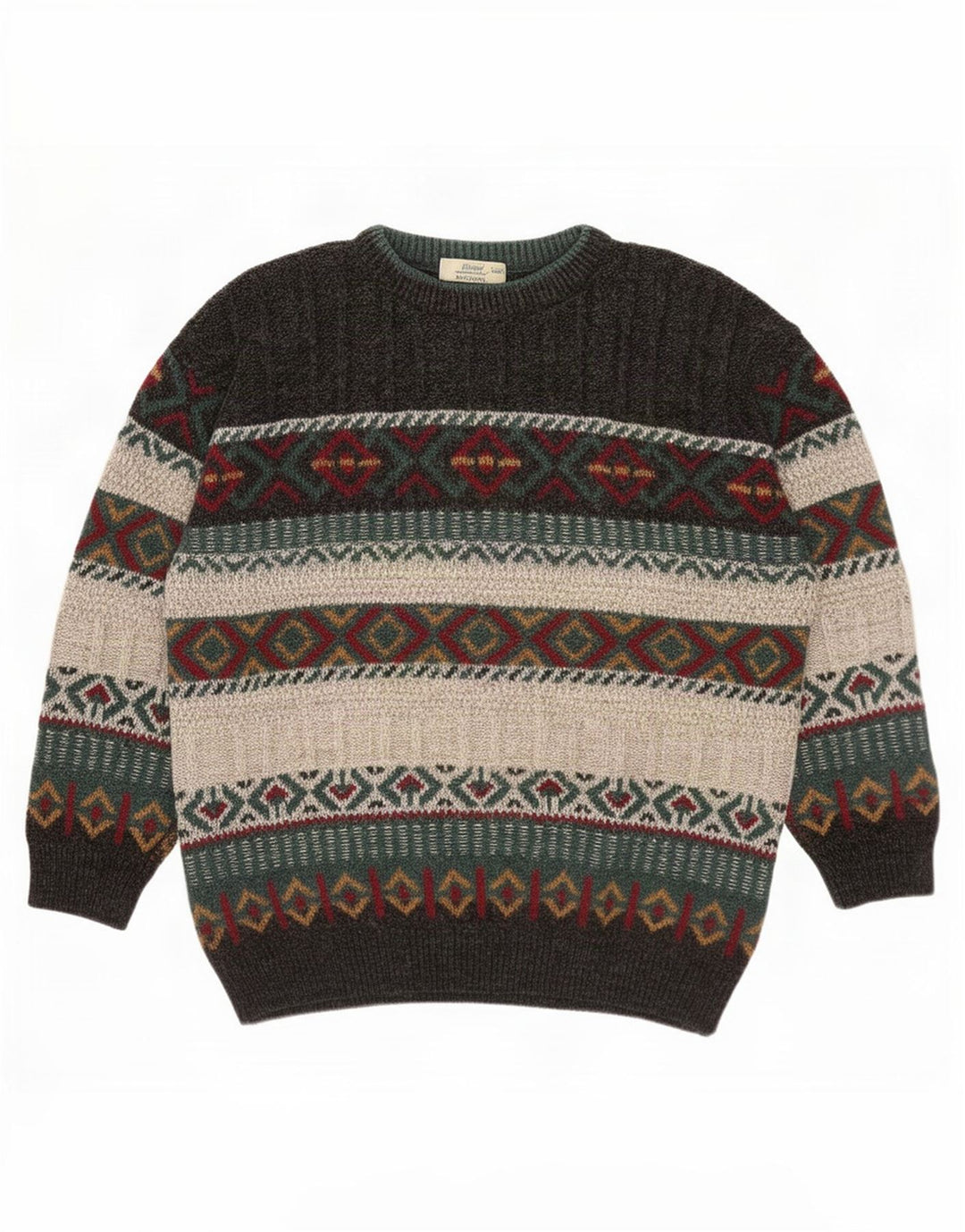 St. Bernard - Jersey de cuello redondo para hombre, acrílico geométrico, color gris medio
