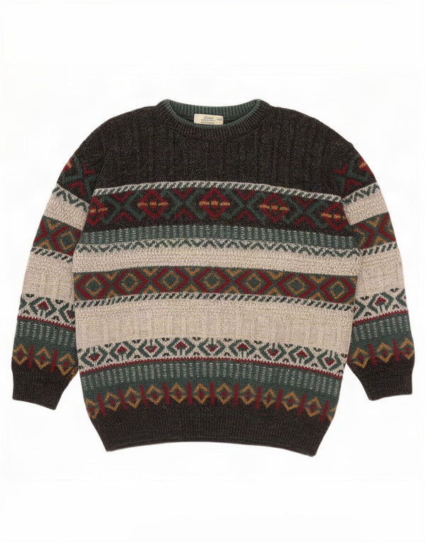 St. Bernard - Jersey de cuello redondo para hombre, acrílico geométrico, color gris medio