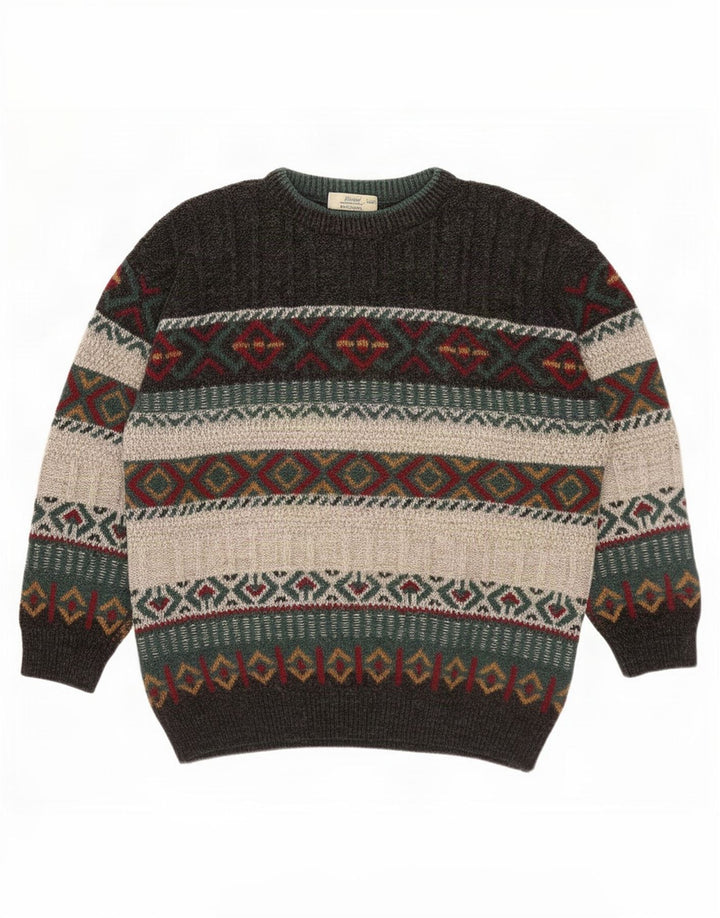 St. Bernard - Jersey de cuello redondo para hombre, acrílico geométrico, color gris medio