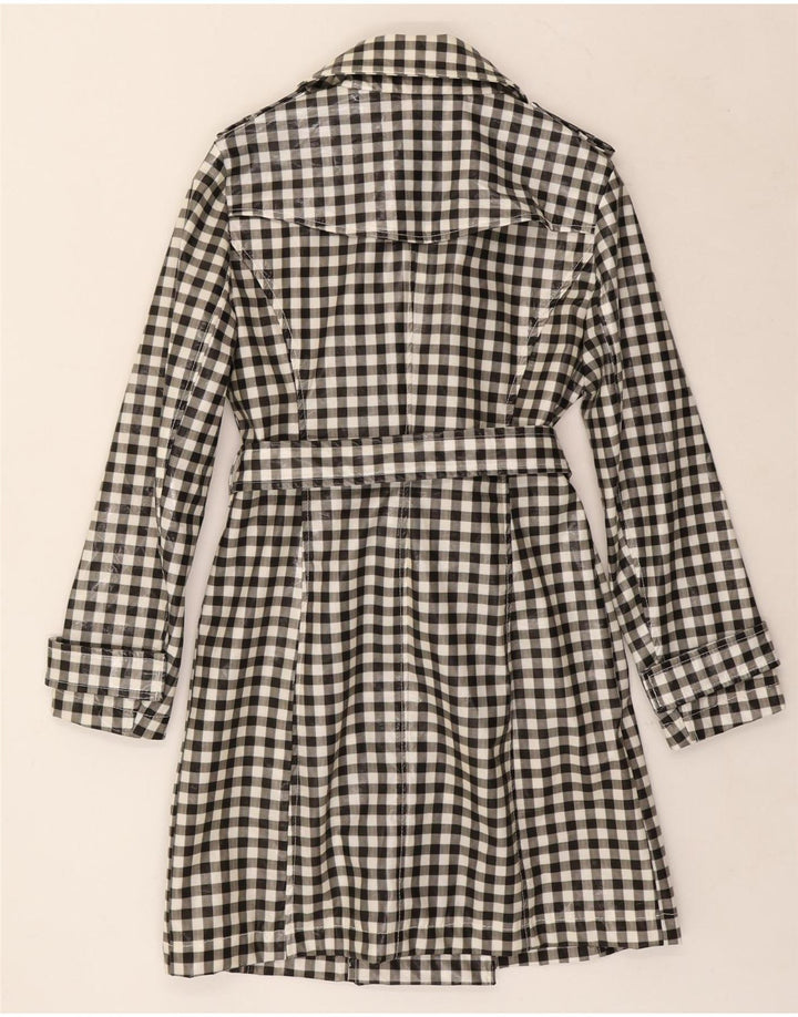 Vintage mujer gabardina Reino Unido 12 medio negro Gingham