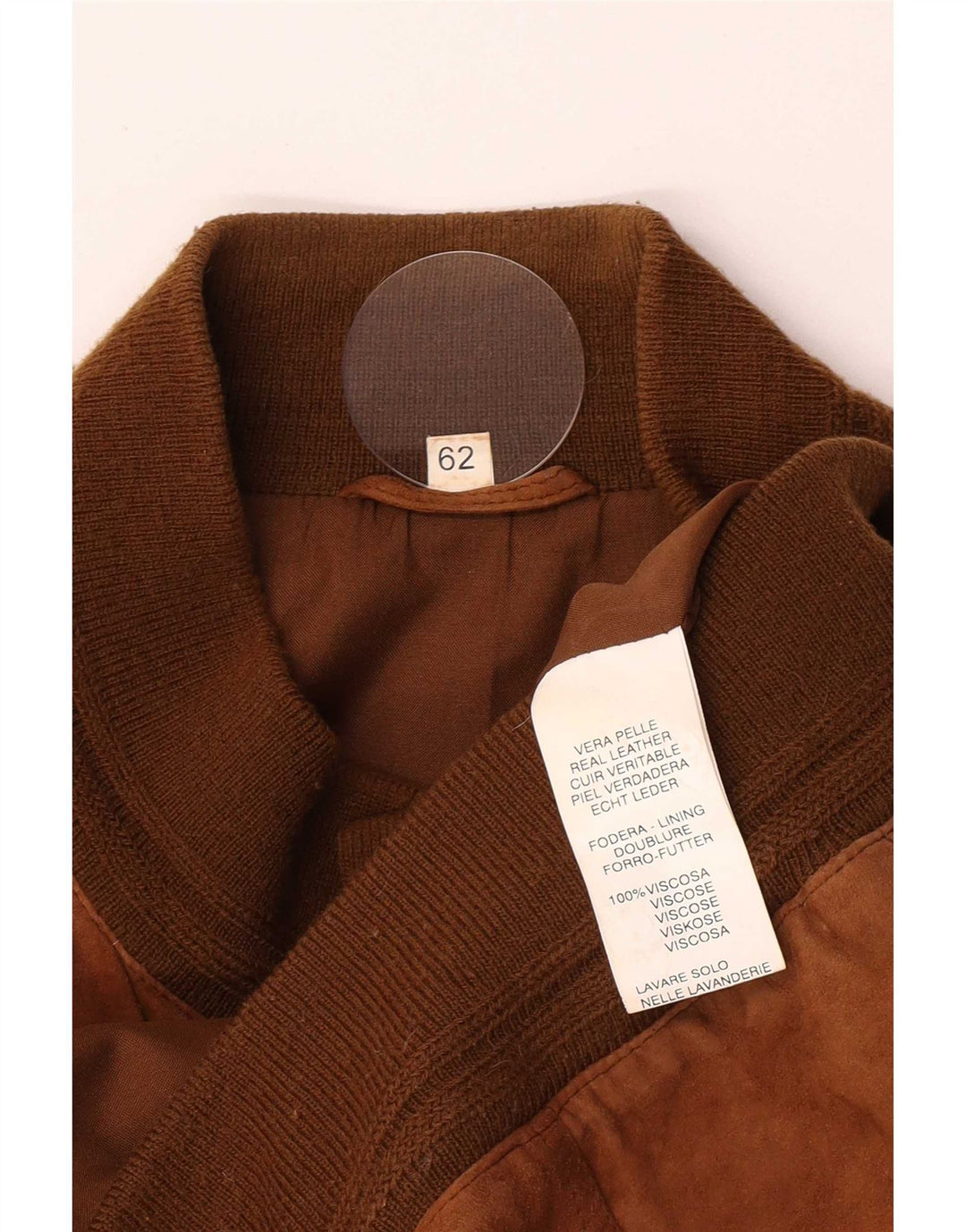 Vintage hombres ante bomber chaqueta IT 62 5XL cuero beige