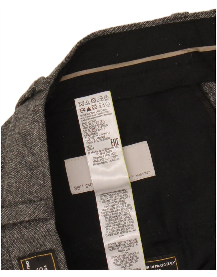 Marks & Spencer Pantalones de traje rectos a medida para hombre W36 L29 gris moteado