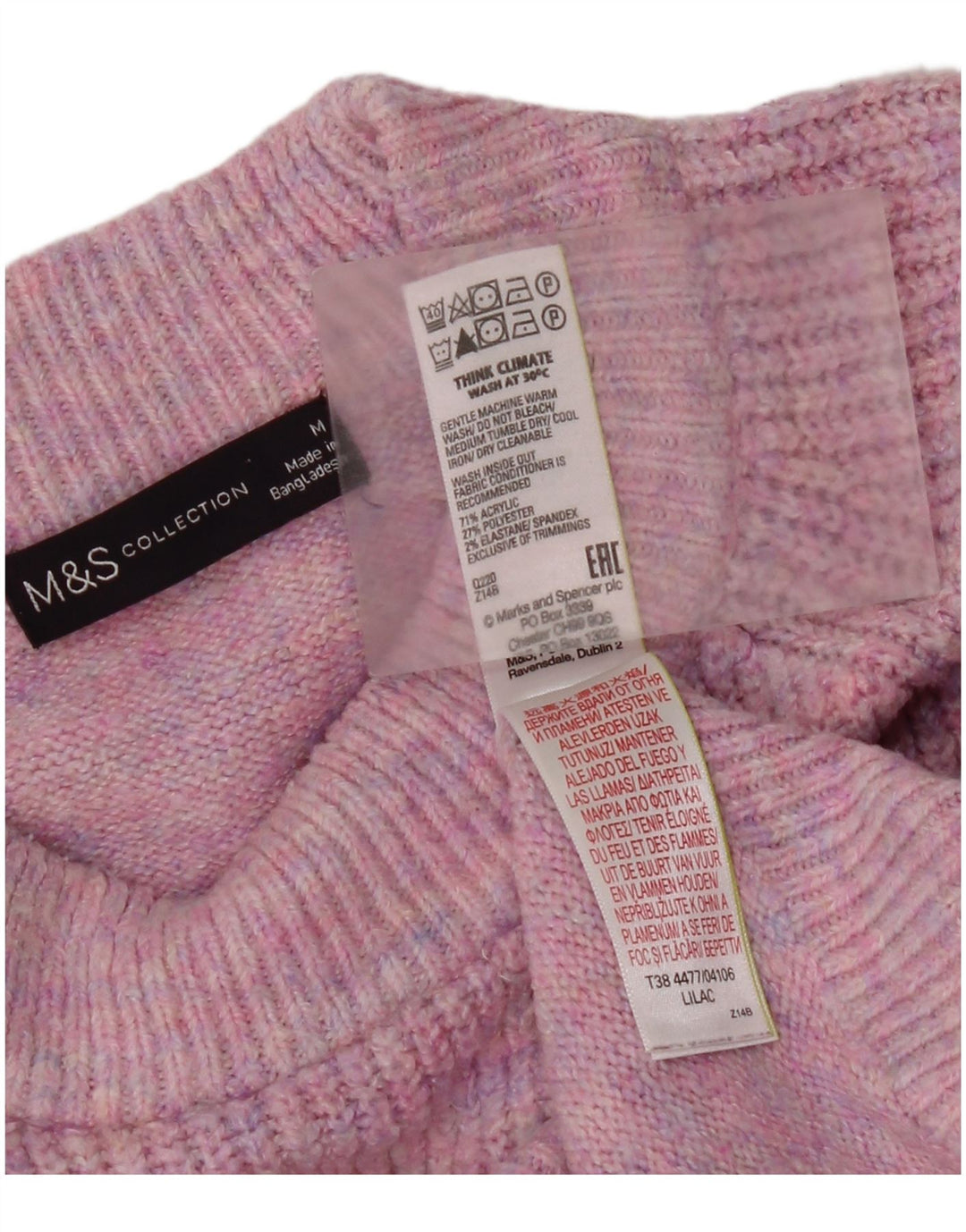 Marks & Spencer Suéter tipo jersey con cuello redondo para mujer UK 40 Acrílico rosa medio