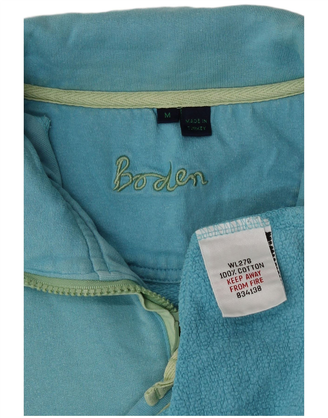 Boden - Sudadera con cuello y cremallera para mujer, talla 40, algodón azul medio