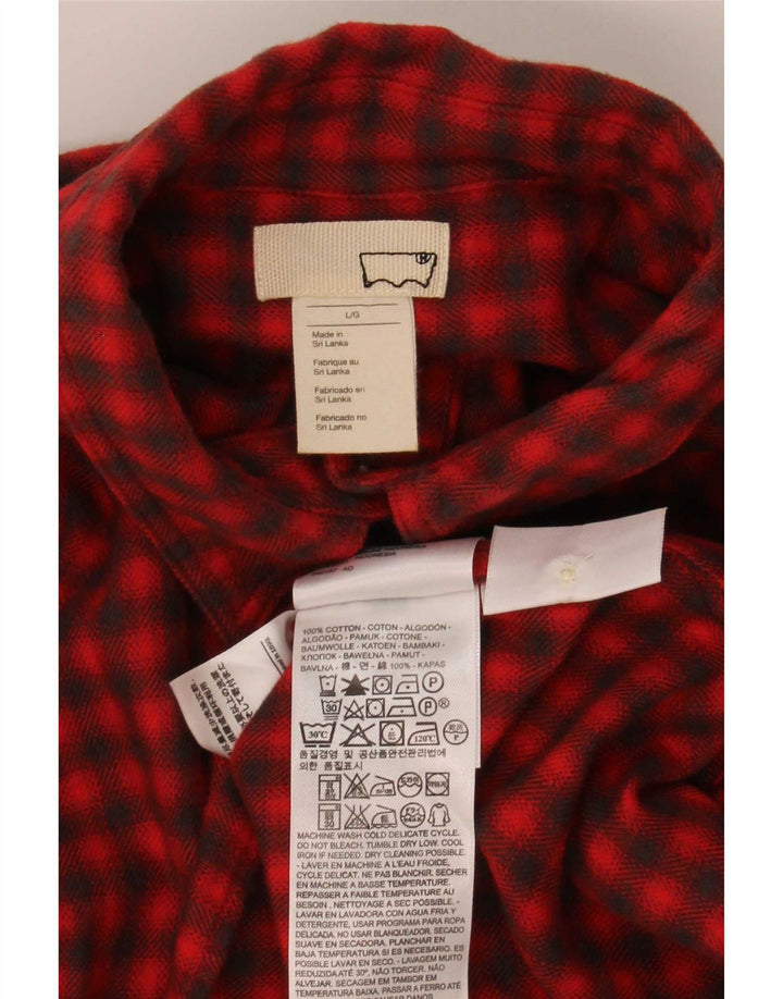 Levi's Camisa de franela tipo jersey para mujer Reino Unido 46 Algodón a cuadros rojo grande
