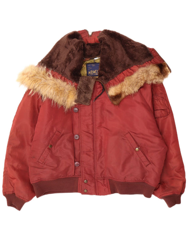 Vintage mujer con capucha chaqueta cortavientos de gran tamaño Reino Unido 18 XL nailon rojo