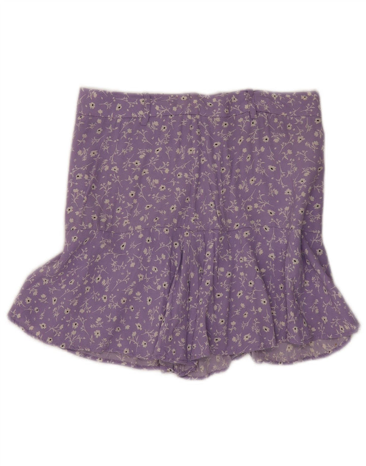 Zara Mujer Minifalda Mediana W28 Viscosa Floral Morada