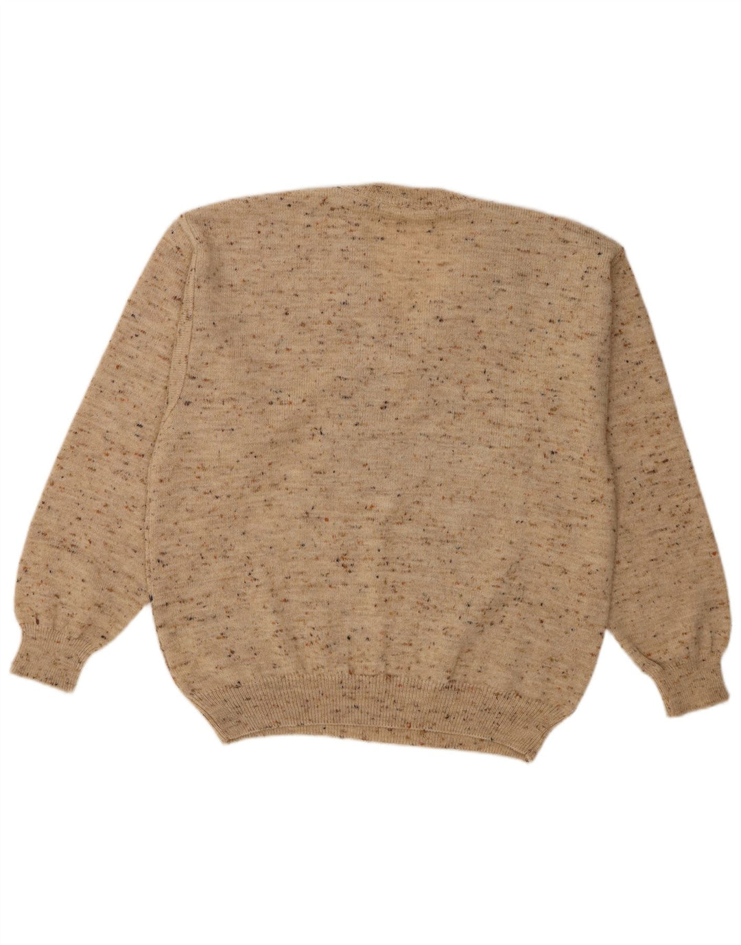 Vintage hombre V-cuello jersey suéter IT 48 medio beige colorblock lana