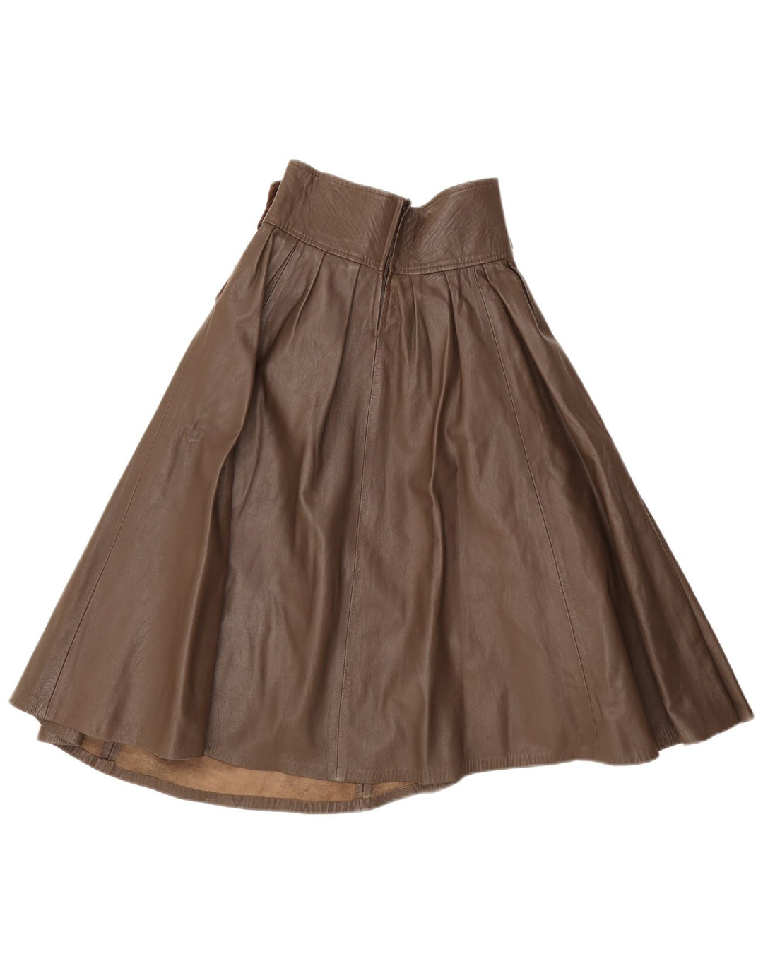 Falda acampanada de cuero vintage para mujer IT 42 Mediana W26 Marrón