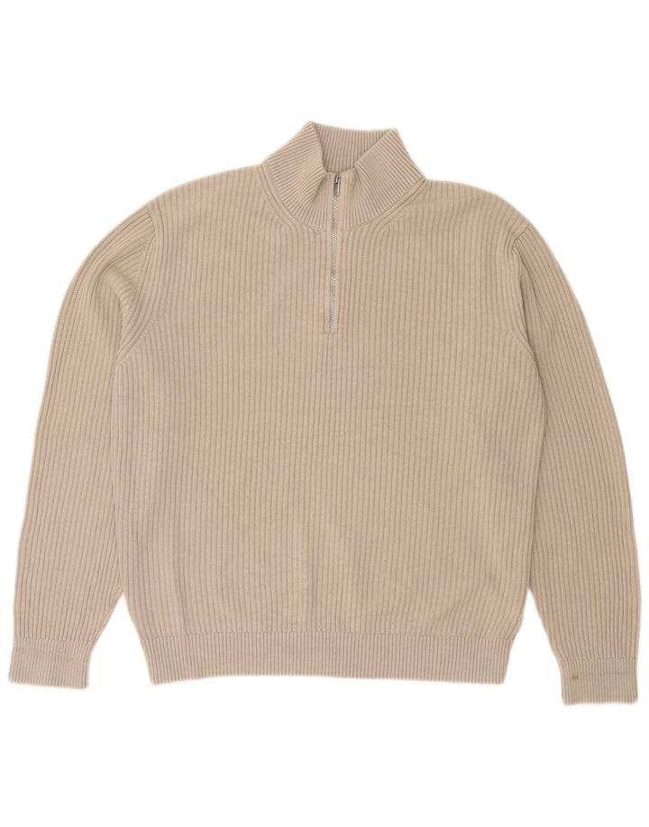 Massimo Dutti Hombre Jersey Con Cremallera En El Cuello Algodón Beige Medio