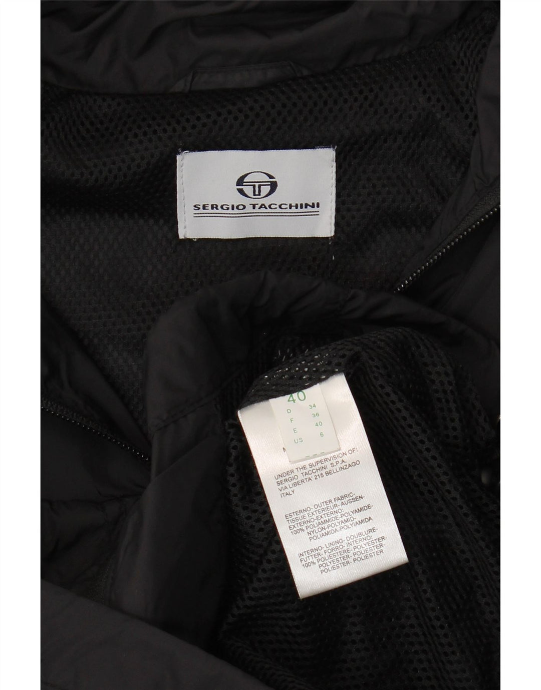 Sergio Tacchini Chaqueta impermeable para mujer IT 40 Small Poliamida negra