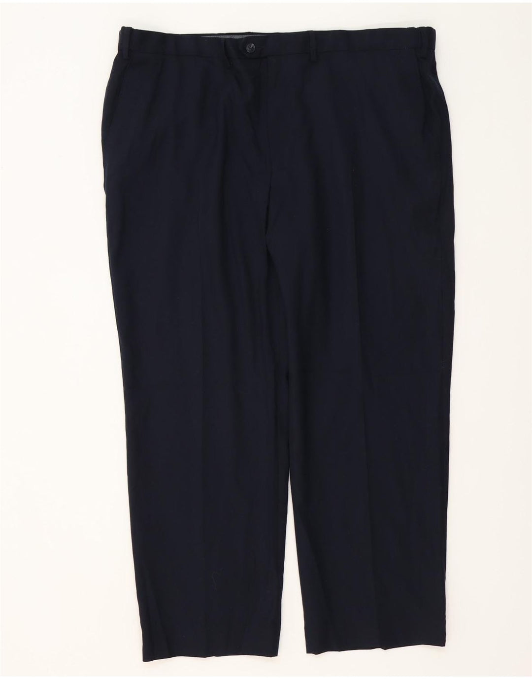 MARKS & SPENCER Pantalón de traje de corte regular para hombre W42 L29 Lana azul marino