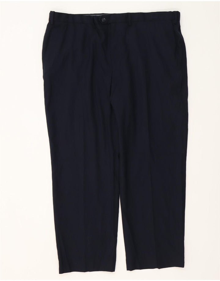MARKS & SPENCER Pantalón de traje de corte regular para hombre W42 L29 Lana azul marino