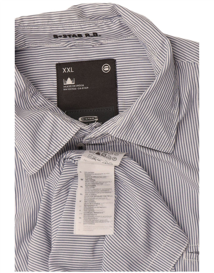 G-STAR Camisa de manga corta para hombre 2XL Azul marino Algodón a rayas