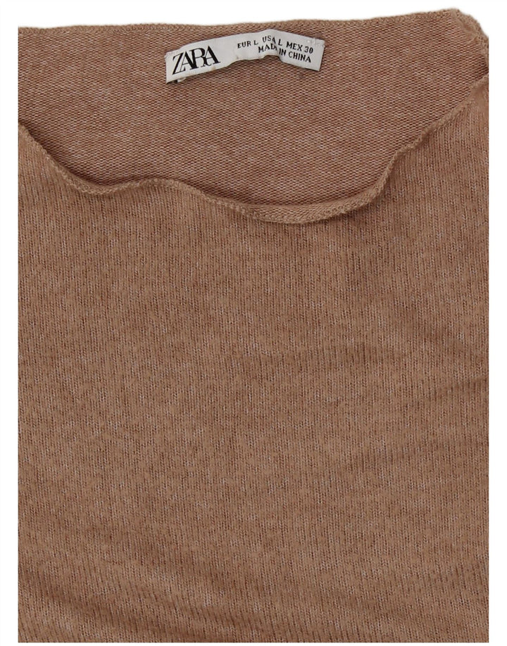 Zara Mujer Top Manga Larga UK 44 Large Beige