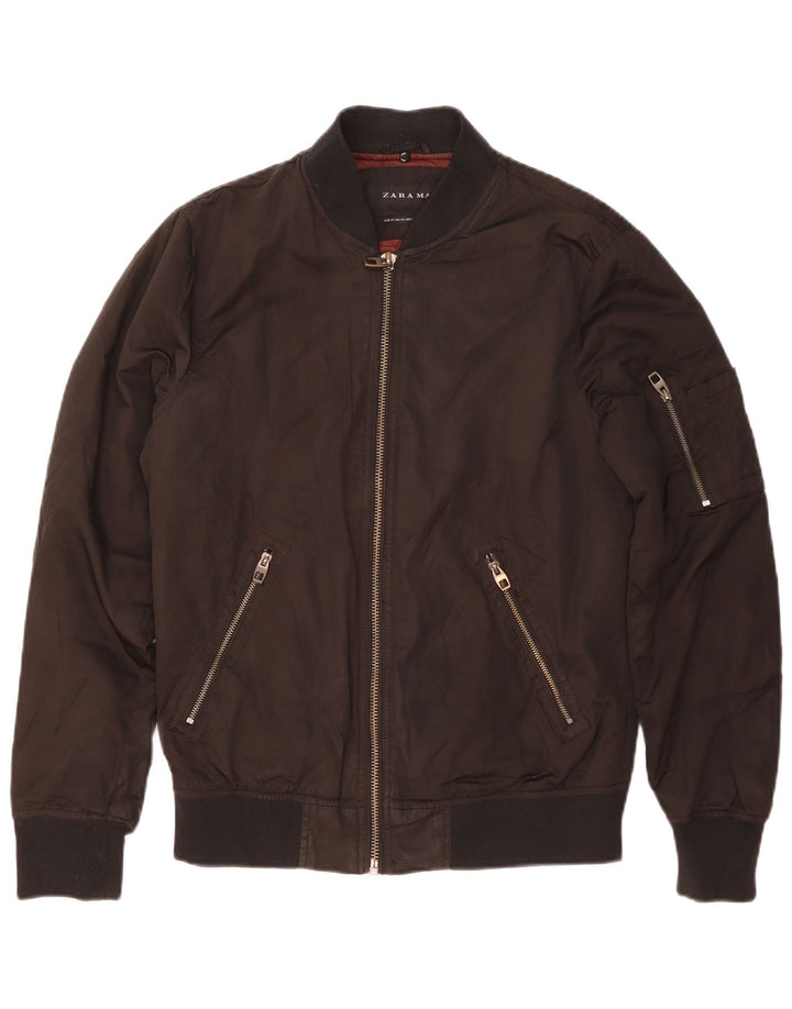 Zara Hombre Cazadora Bomber ES 38 Mediana Negro Colorblock Poliéster